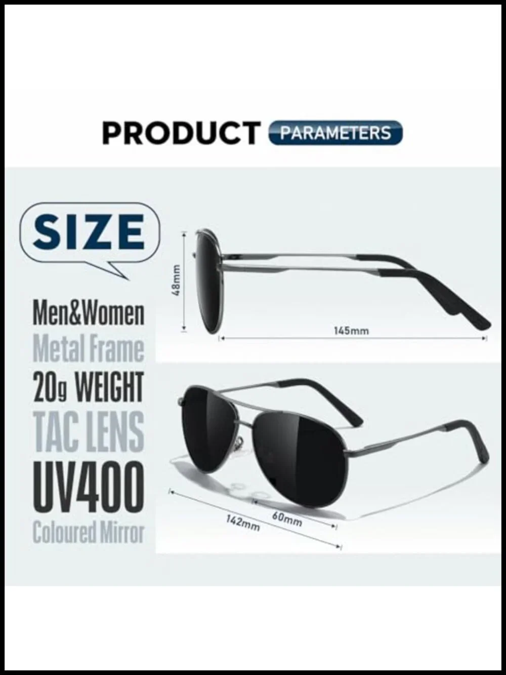 Polarized Aviator Sunglasses for Men Women UV400 Driving Fishing Metal Frame